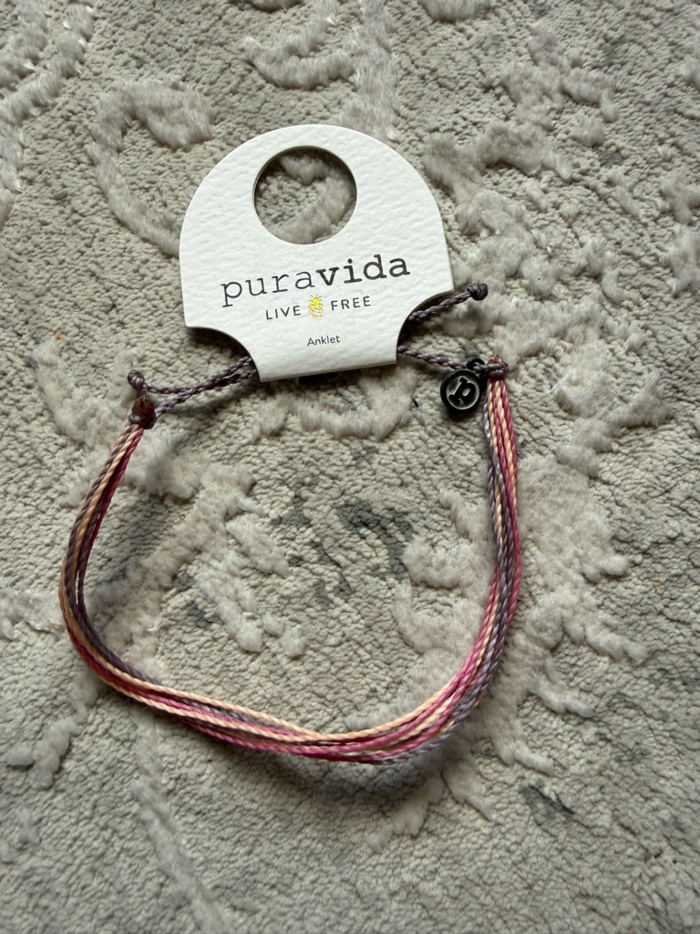Pura Vida Pink, Purple & Cream Braided Anklet